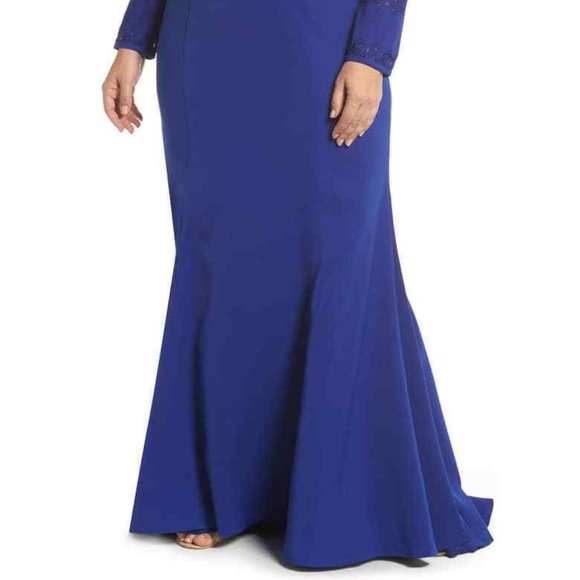 MAC DUGGAL EMBELLISHED WAIST ROYAL BLUE GOWN SZ 16W - Picture 6 of 10